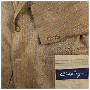 Coppley Blazer Sport Coat Mens 46L Croydon Silk Deconstructed Herringbone Plaid